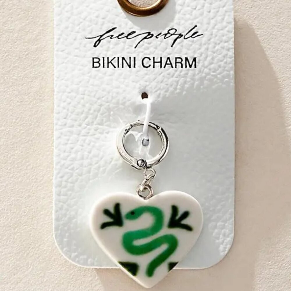 NWT Free People Tampa Bikini Charm in Silver Green - Picture 3 of 3